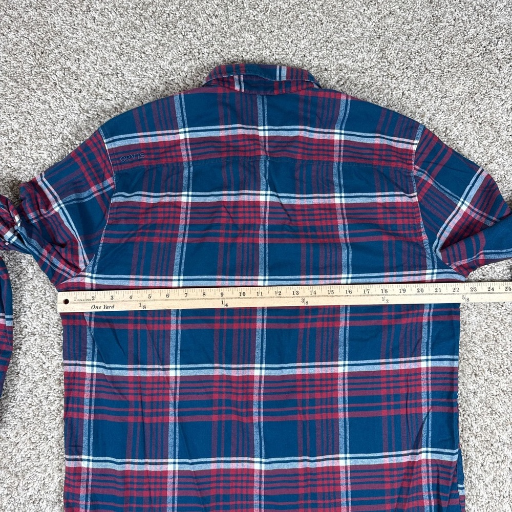 Orvis Shirt Mens M Blue Red Plaid Flat Creek Tech Flannel Long Sleeve Button Up - Picture 13 of 14